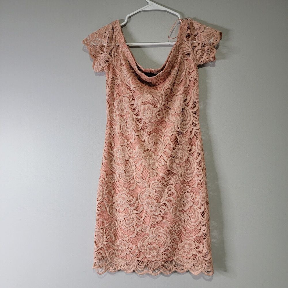 Ambiance Pink Floral Lace Lined Bodycon Dress Womens Size‎ Large